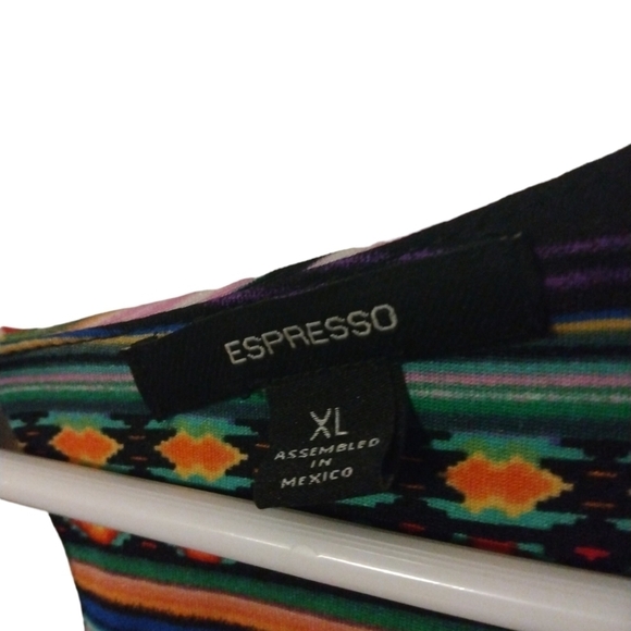 Expresso Aztec Pattern Multicolored Tank Elastic Gathered Waist Capri Romper XL - Picture 8 of 8